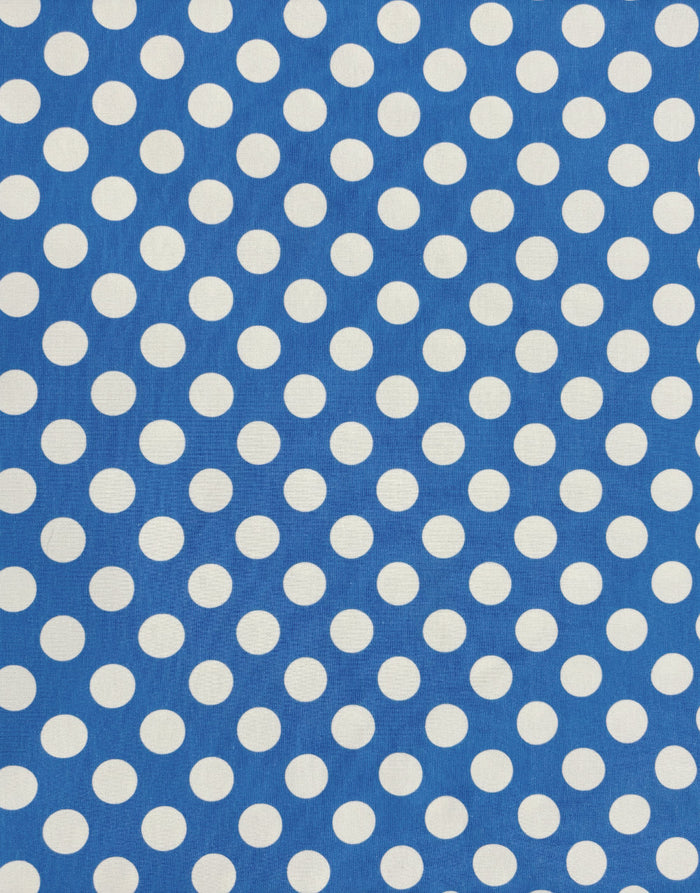 Blue & White Spot Cotton Jersey Fabric