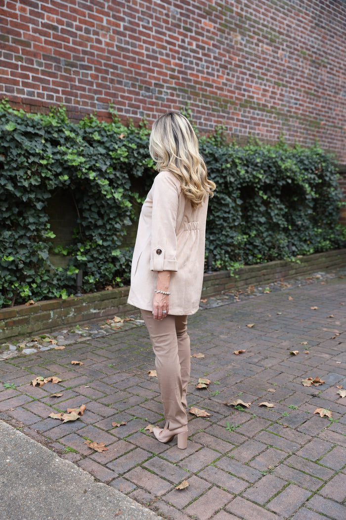 Boho Chic Suede Jacket - Taupe