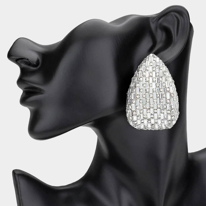 Style the Bold Glam Rhinestone Embellished Teardrop Earrings exclusively at Born To Glam