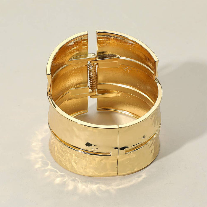Style the Bold Wide Textured Metal Hinged Bangle Bracelet exclusively at Born To Glam