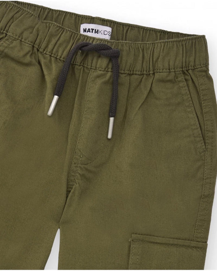 Boys' cargo pants in military green