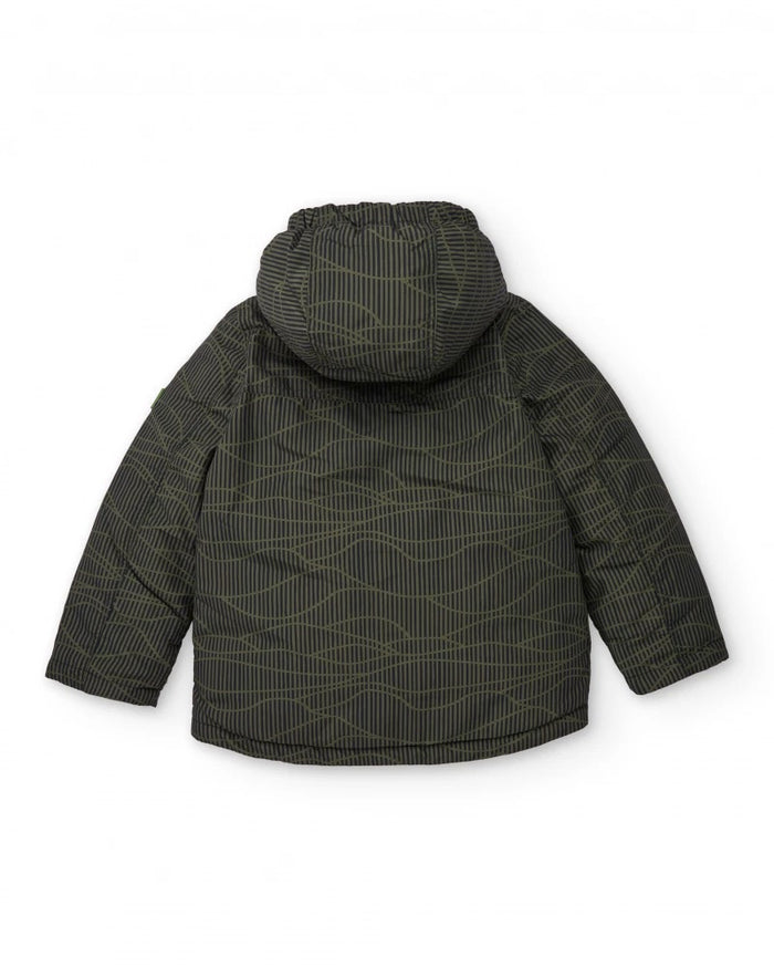 Boys’ green padded coat with geometric print