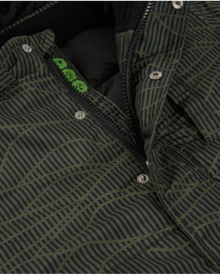 Boys’ green padded coat with geometric print
