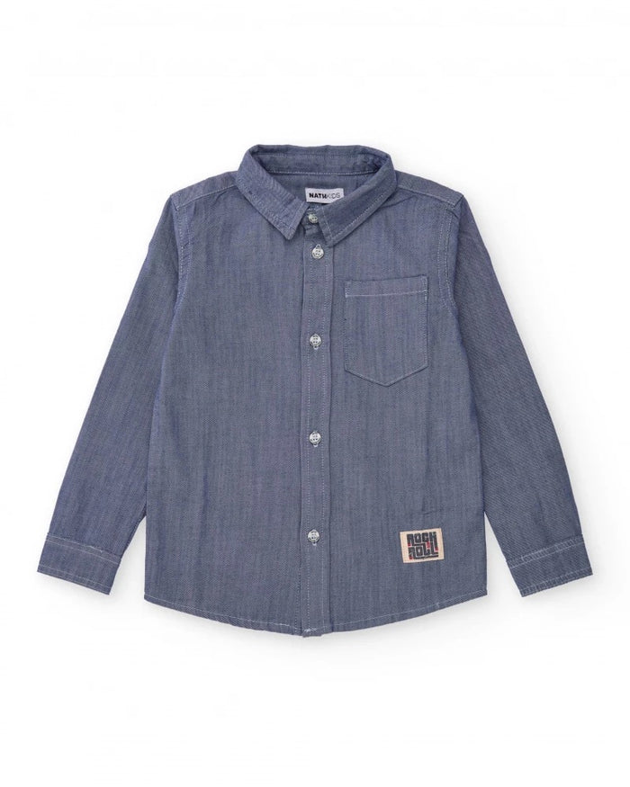 Boys' long sleeve denim shirt in blue