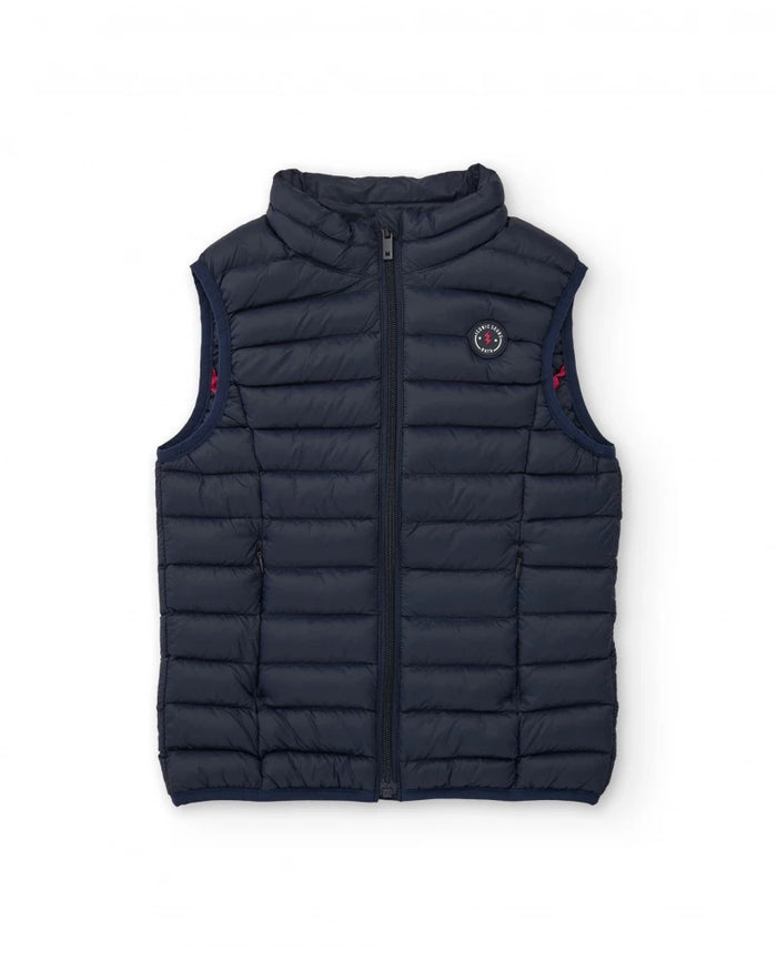 Boys’ padded navy blue gilet with front zip