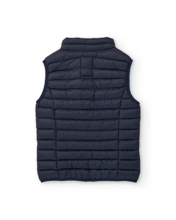 Boys’ padded navy blue gilet with front zip