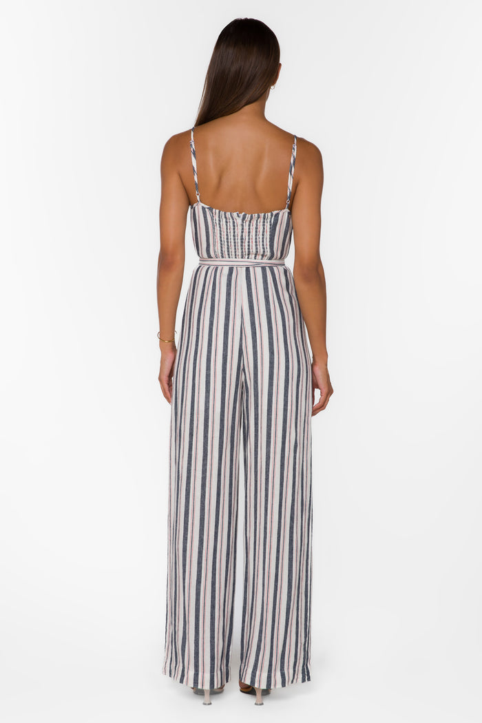 Brenna Blue Stripe Jumpsuit - Jumpsuits & Rompers - Velvet Heart Clothing
