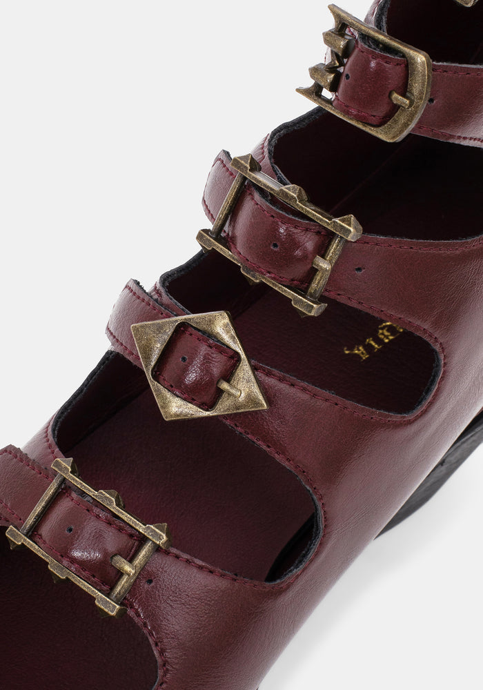 Bridget Buckled Boots - Burgundy