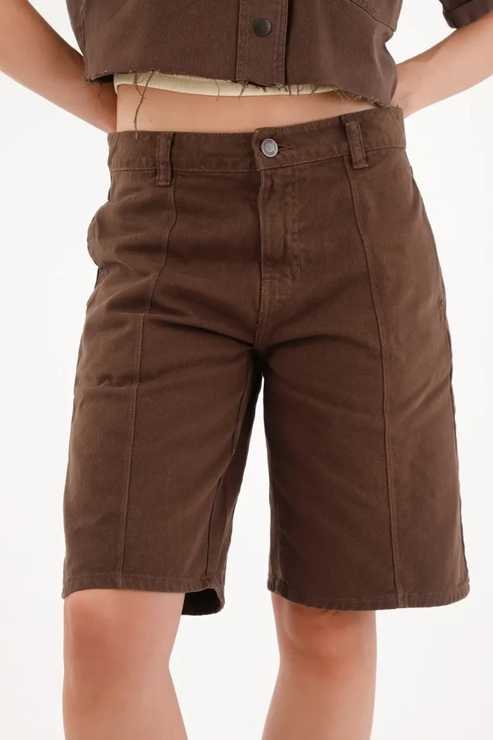 Brown Bull Denim Bermuda Shorts for Women