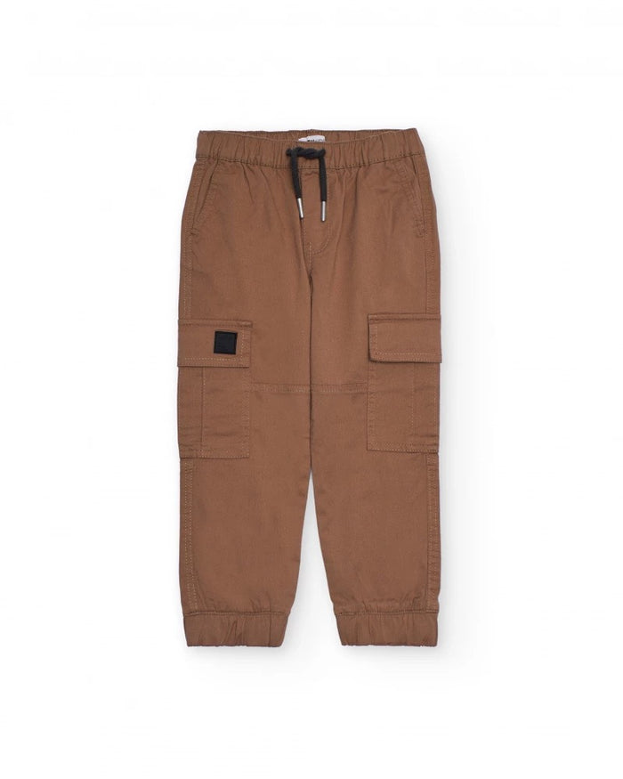 Brown cargo-style jogger pants for boys