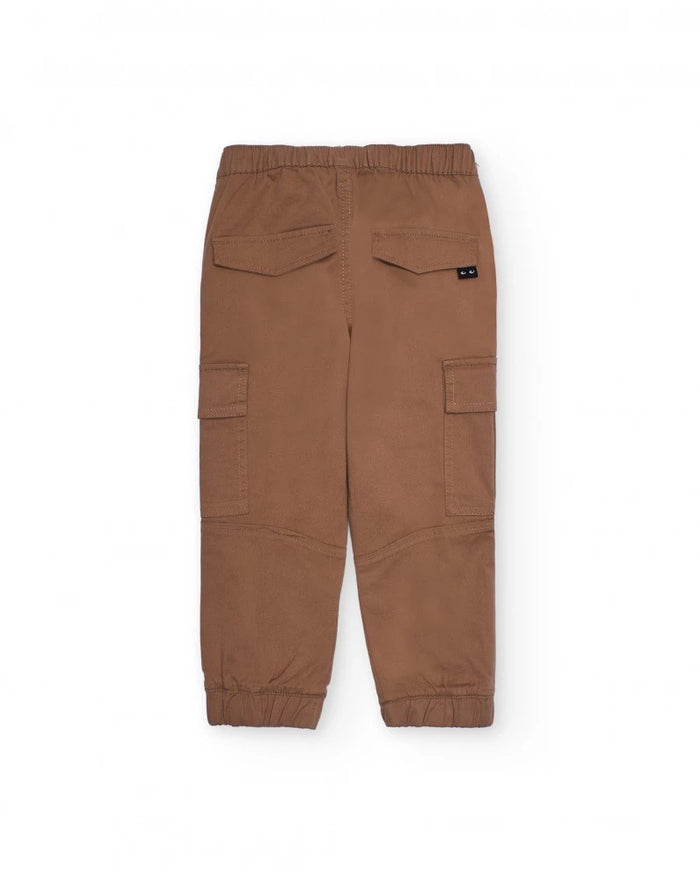Brown cargo-style jogger pants for boys