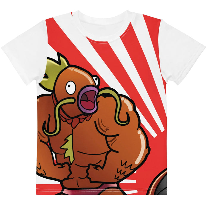 Buff Sunrise Kid's Tee in Muscular Crimson Sunburst. CPSIA Compliant, OEKO-TEX® 100, REACH Compliant.