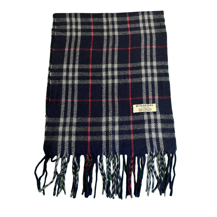 Burberry tmavě modrá kostkovaná šála