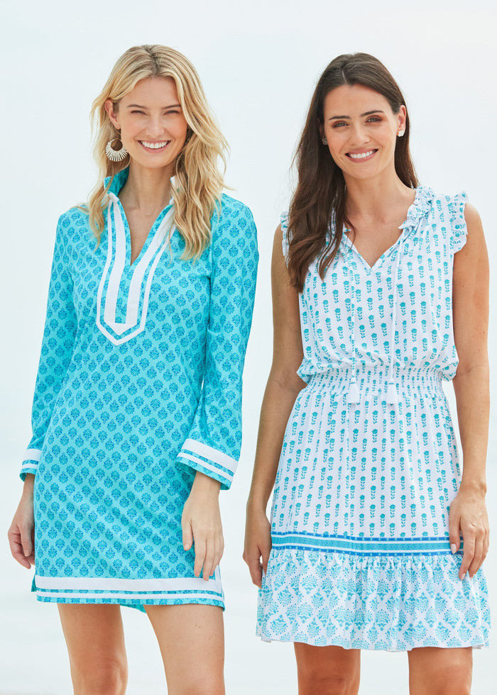 Model in the Cabana Life Amalfi Smocked Waist Dress