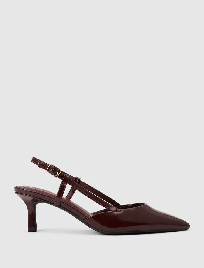 Camille Slingback Mid Heel Burgundy Forever New