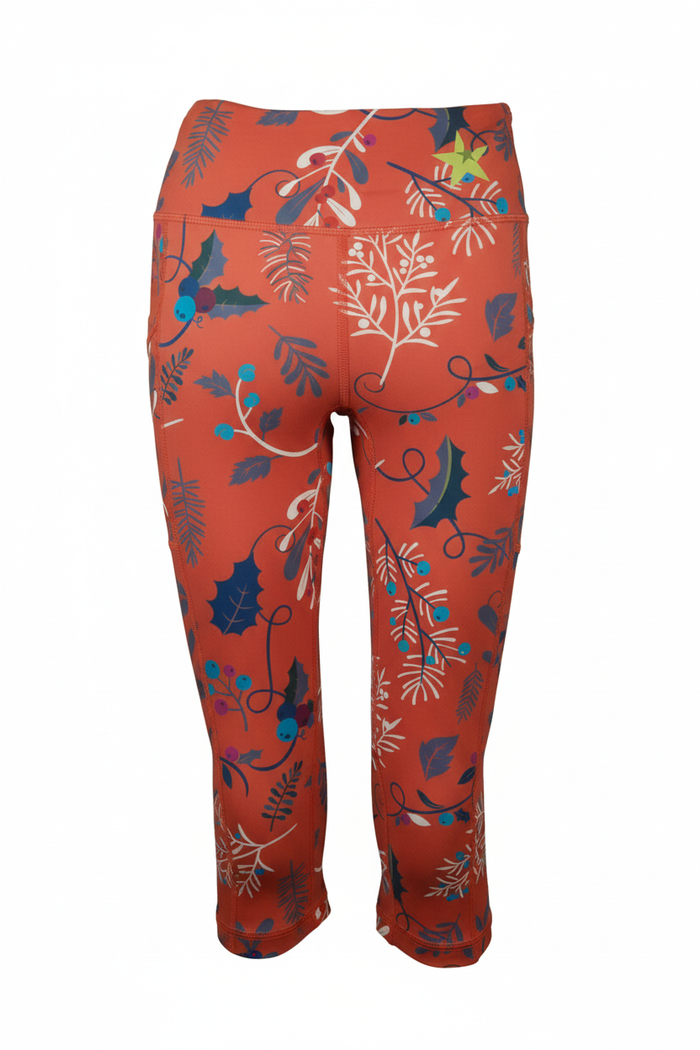 Red Winterberry capri leggings