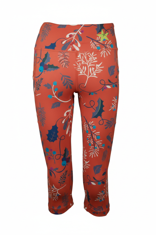 Red Winterberry capri leggings
