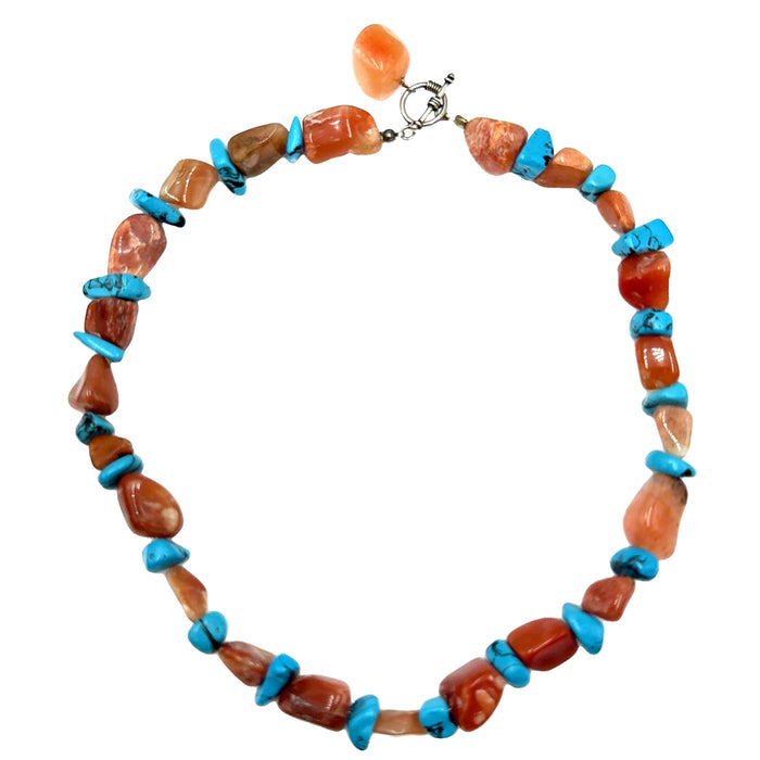Carnelian & Turquoise Gemstone Necklace - Born To Glam