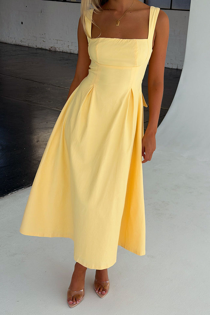 Chantelle Square Neck Midi Dress - Yellow