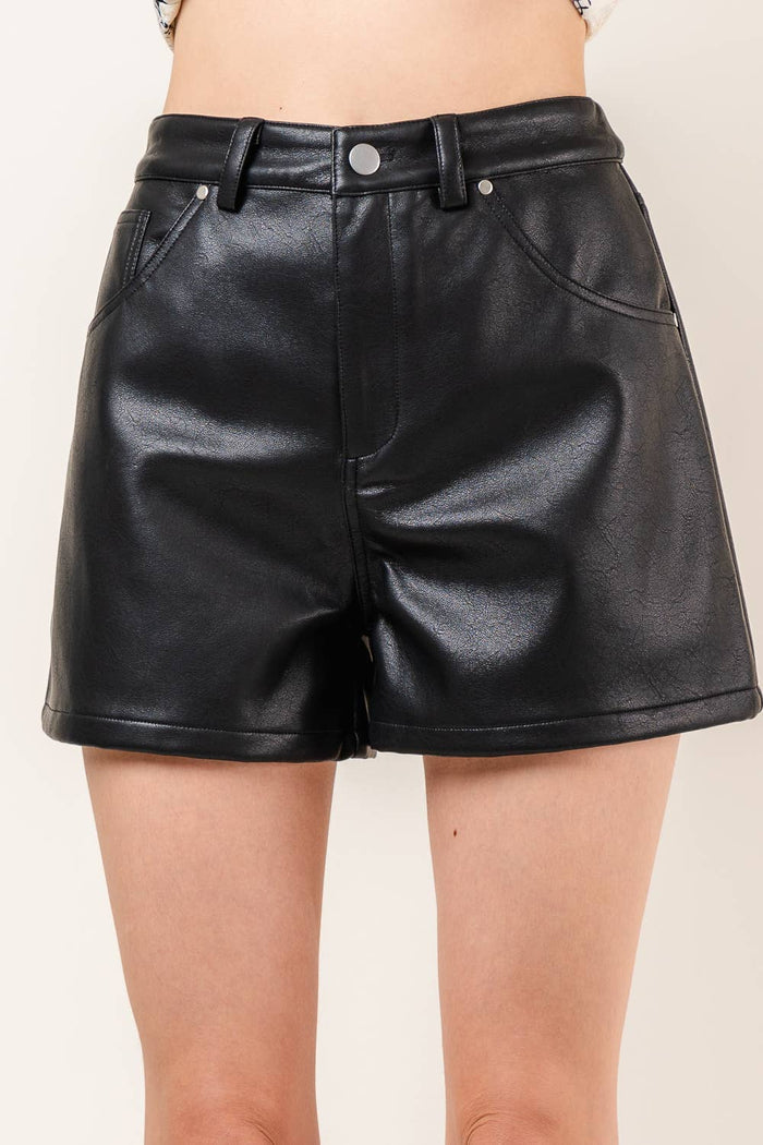 Style the Chic Vegan Leather Shorts exclusively at Born To Glam