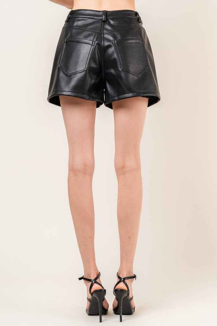 Style the Chic Vegan Leather Shorts exclusively at Born To Glam