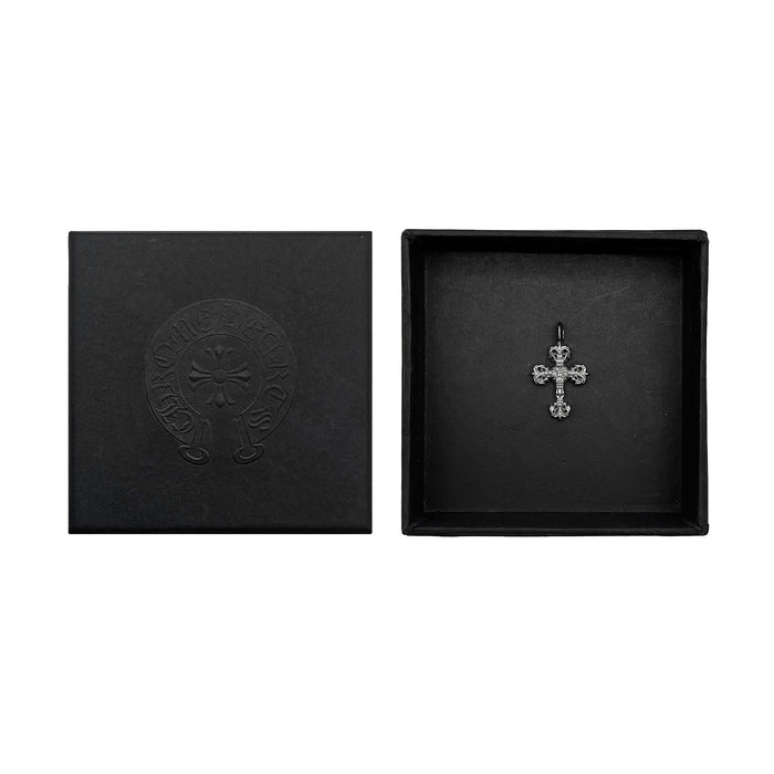 Chrome Hearts 18K White Gold Filigree Diamond Cross Charm Pendant