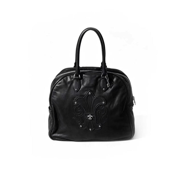 Chrome Hearts Flare Patch Destroy Leather Black Gym Bag - SHENGLI ROAD MARKET