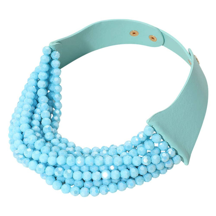 Style the Chunky Acrylic Beaded Multi Layered Faux Leather Necklace exclusively at Born To Glam