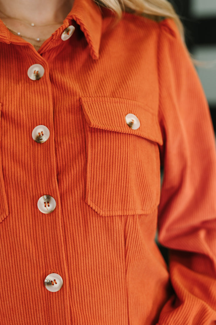 Clever in Corduroy Shirt Dress