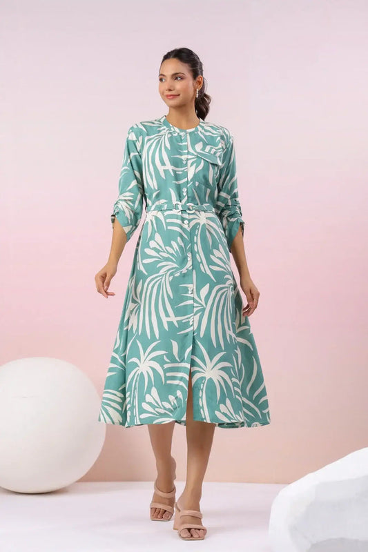 Coastal Paradise Teal Russian Silk Dress