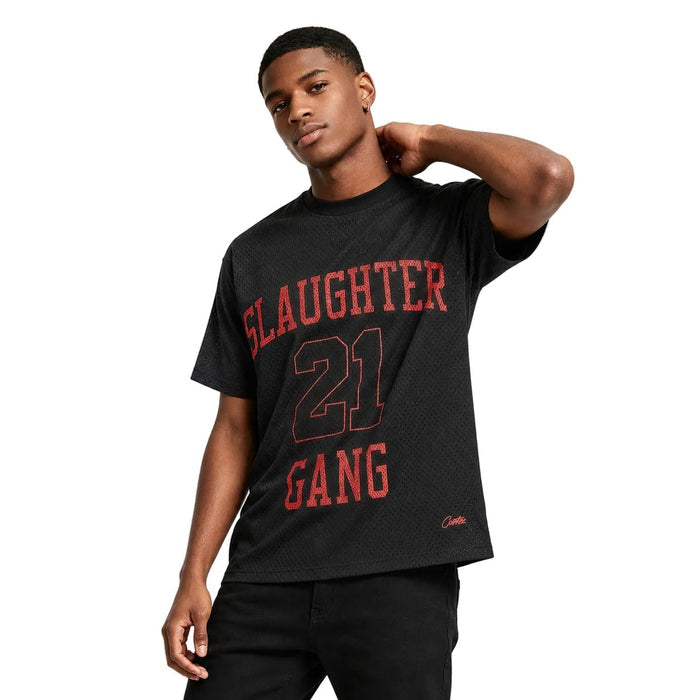 Corteiz x Slaughter Gang 21 Savage Mesh T-shirt Black - AFewVibe