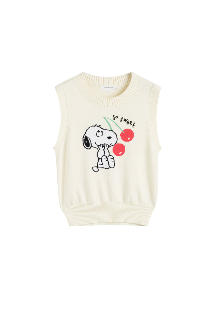 Cream Cotton Snoopy Cherry Tank