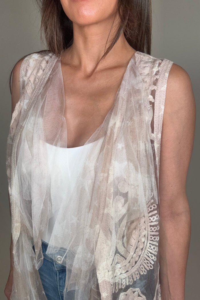 Style the Crochet Mesh Layered Star Vest exclusively at Born To Glam