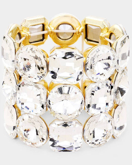 Style the Crystal Rhinestone Statement Stretch Bracelet exclusively at Born To Glam