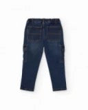 Dark denim cargo jogger pants for boys