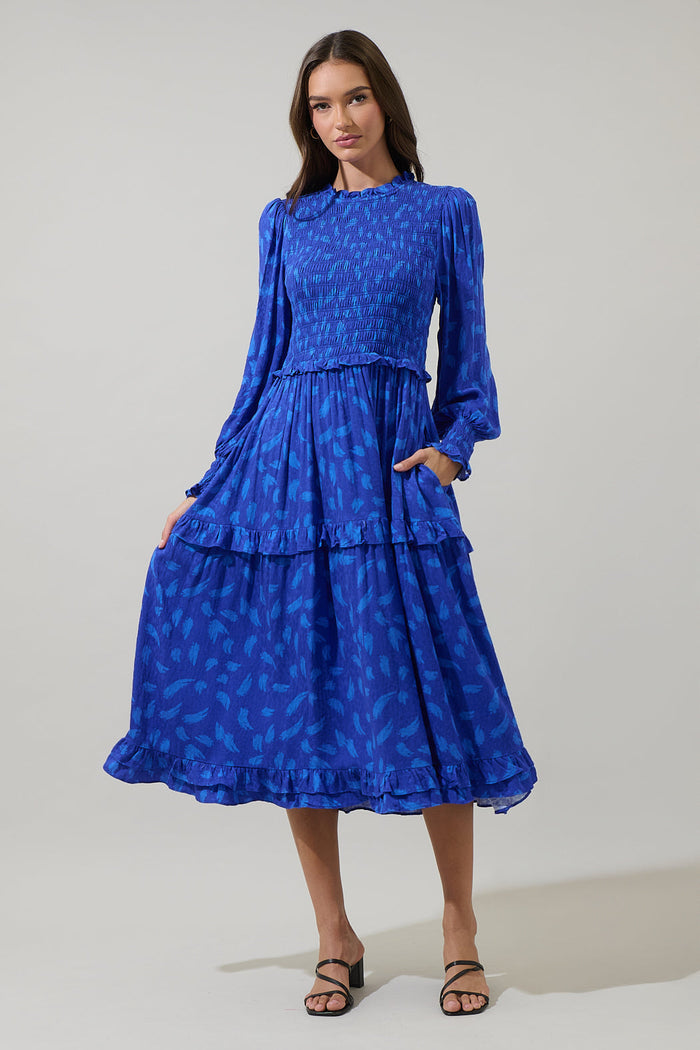 Darya Strokes Seldy Smocked Midi Dress