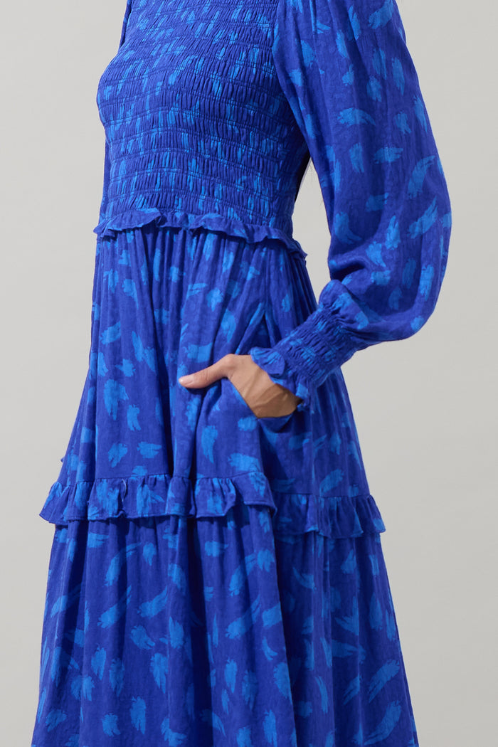 Darya Strokes Seldy Smocked Midi Dress