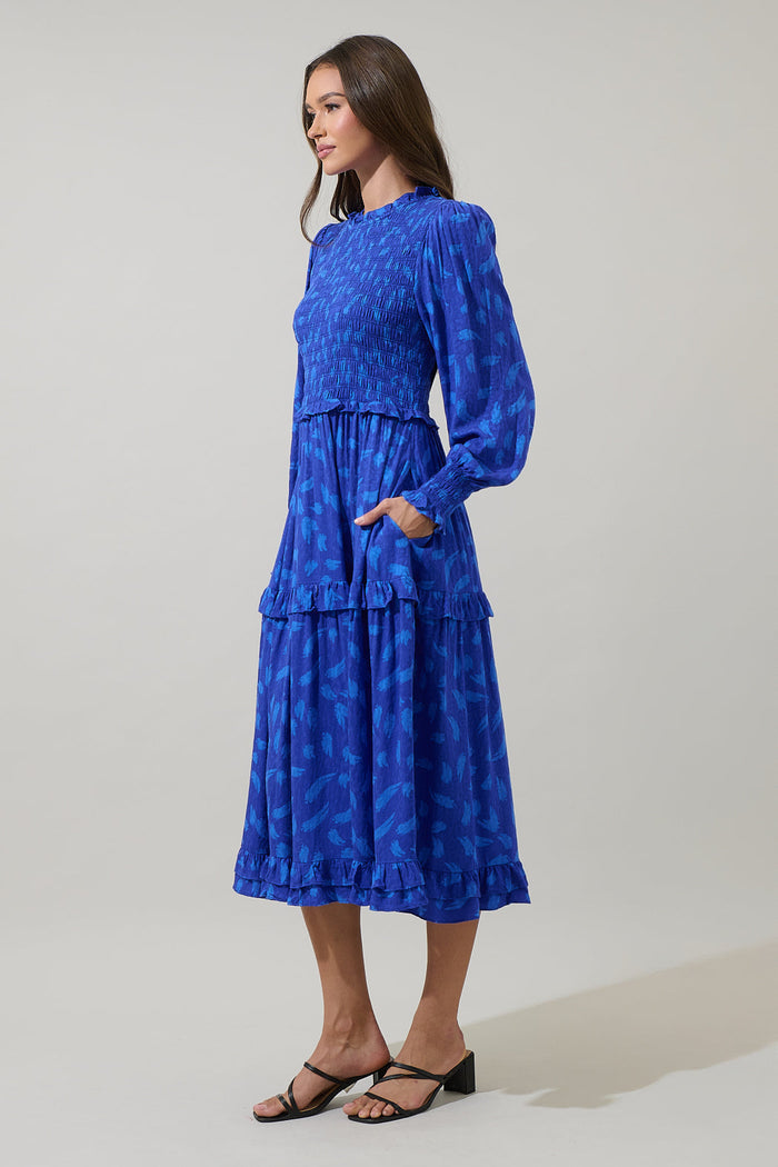 Darya Strokes Seldy Smocked Midi Dress