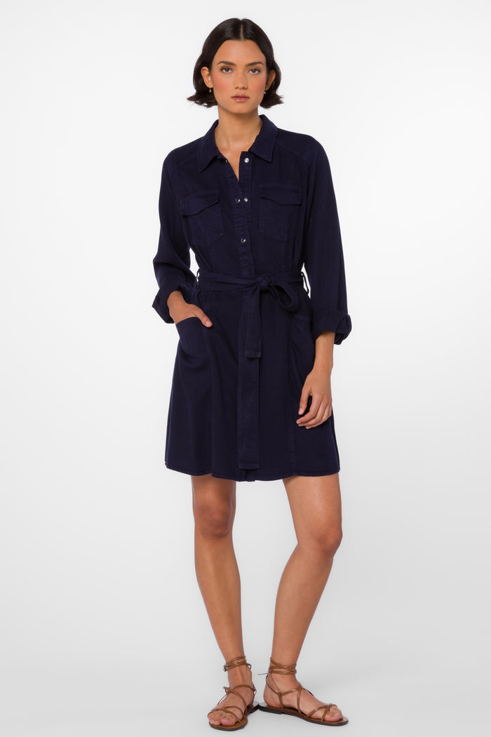 Deena Dark Navy Dress - Dresses - Velvet Heart Clothing