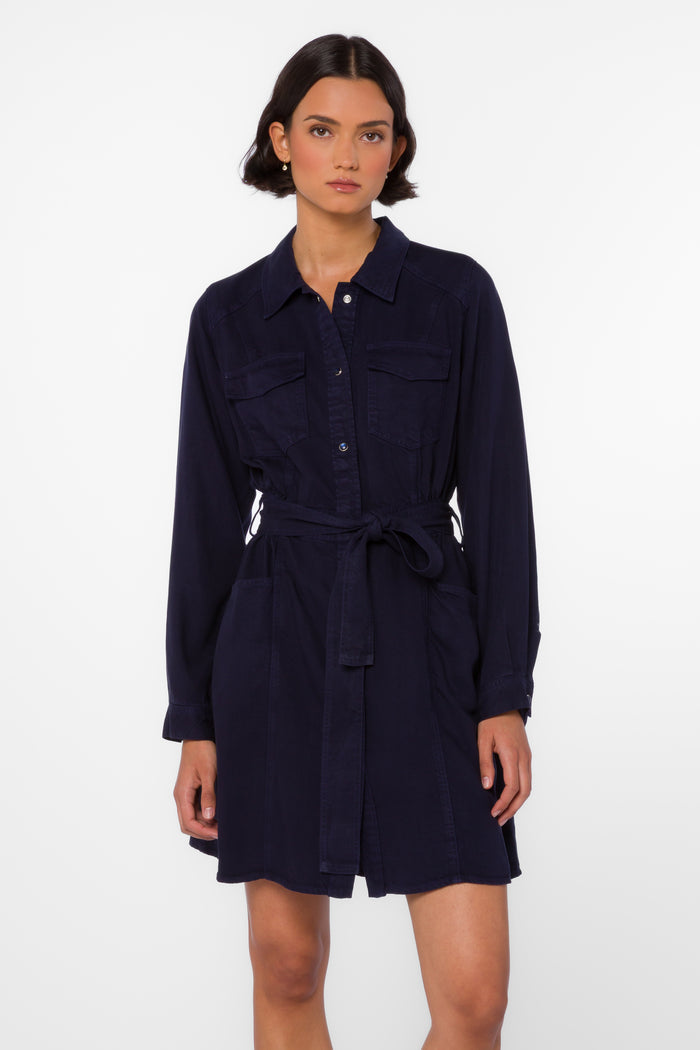 Deena Dark Navy Dress - Dresses - Velvet Heart Clothing
