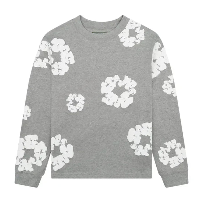 Denim Tears Long Sleeve Cotton Wreath T-shirt Grey