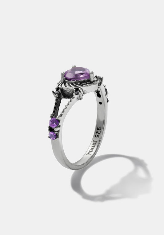 Devotion Sterling Silver Amethyst Heart Ring