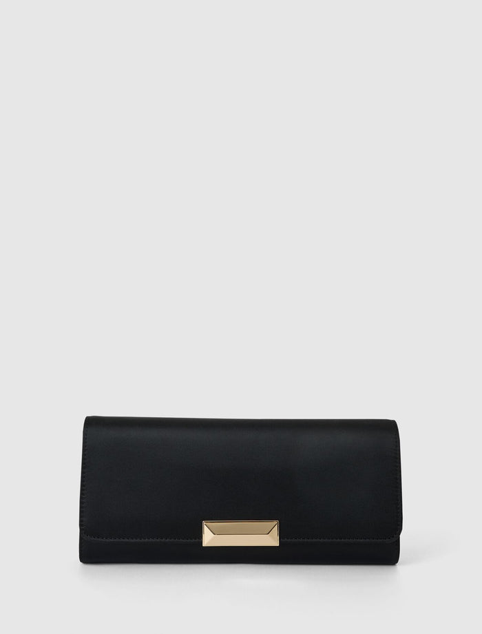 Dina Satin Elongated Clutch 0 Black Forever New