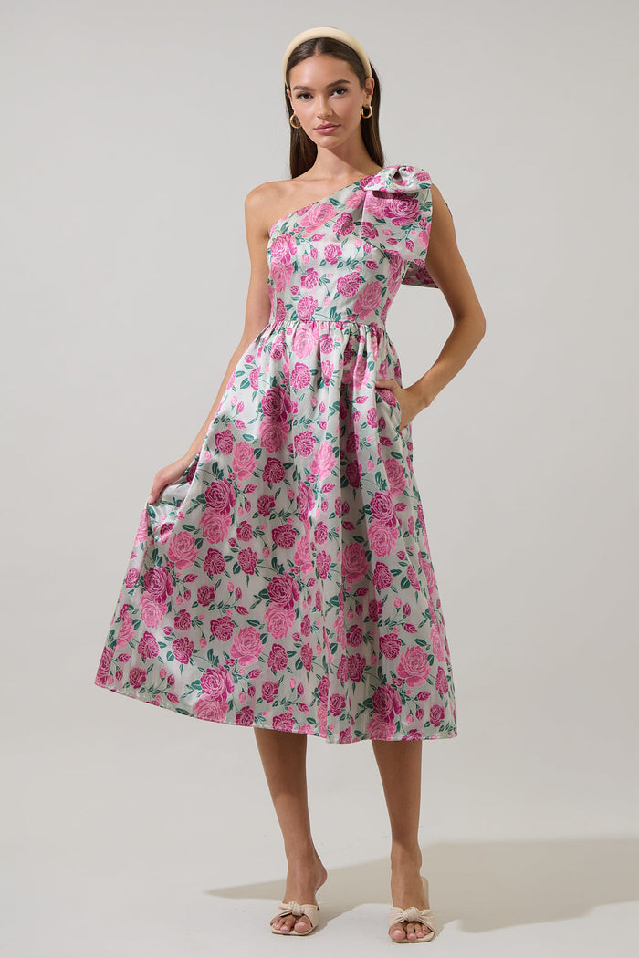 Dionne Jacquard Miley Bow Midi Dress