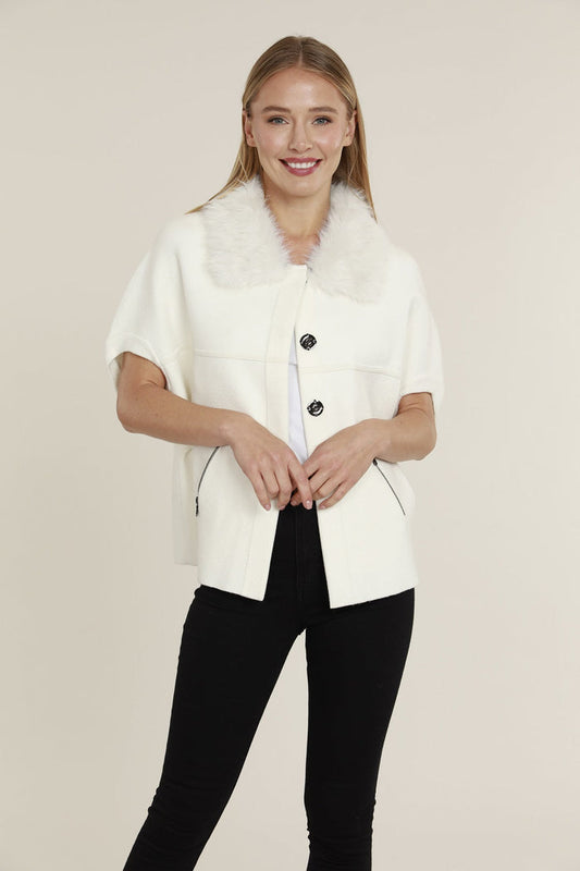 Dolce Cabo Faux Fur Cardigan - Ivory
