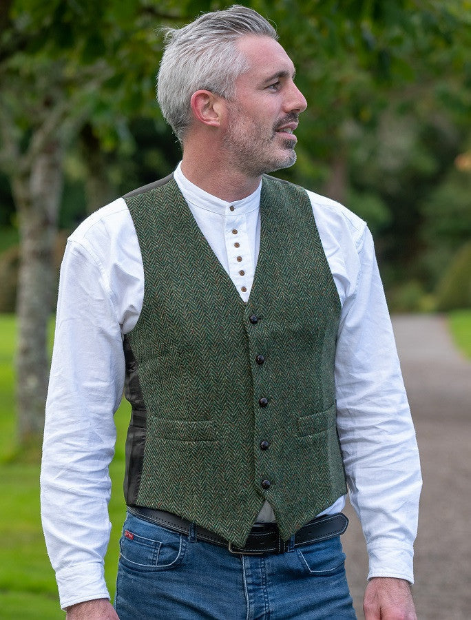 Donegal Tweed Waistcoat - Green #color_green