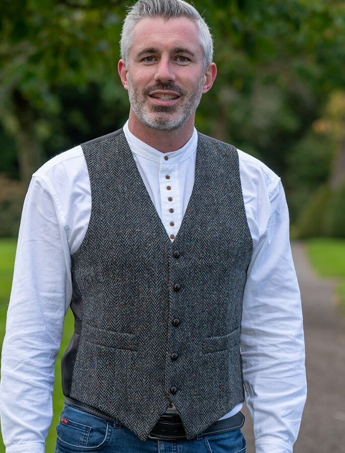 Donegal Tweed Waistcoat - Charcoal #color_charcoal