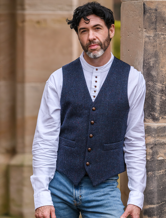 Donegal Tweed Waistcoat - Navy #color_navy