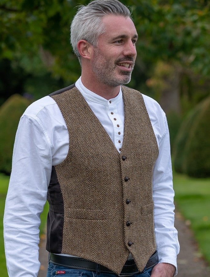 Donegal Tweed Waistcoat - Brown #color_brown