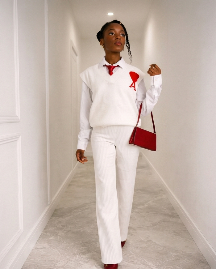 Elegant Knit Two-Piece Set – Modest Christian Women's Outfit | Sleeveless Sweater Vest & Wide-Leg Pants | P31 Clothing